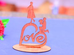Laser Cut Happy Valentine Day Decor Love Stand with Couple 3mm Vector File