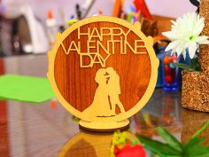 Laser Cut Happy Valentines Day Gift Frame Love Couple Frame Stand Vector File