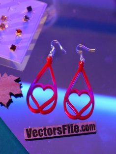 Laser Cut Heart Earring Template Acrylic Jewellery Design DXF and CDR File