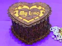 Laser Cut Heart Gift Box Anniversary Gift Idea Heart Box Chocolate Box 3mm Vector File