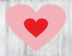 Laser Cut Heart Puzzle Template Free Vector CDR File