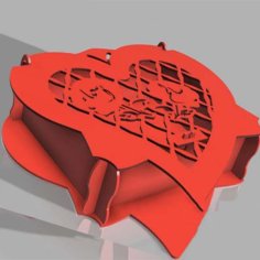 Laser Cut Heart Shape Valentine’s Day Wooden Gift Box CDR and DXF File