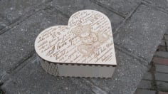 Laser Cut Heart Shape Wedding Card Box CDR Vectors File