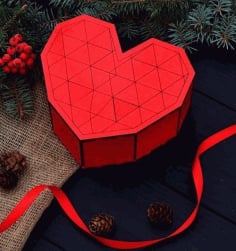 Laser Cut Heart Shape Wooden Gift Box Free Vector CDR File