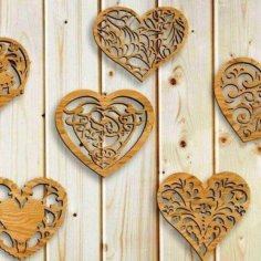 Laser Cut Heart Shaped Pendant Pattern Design DXF and CDR Vector File