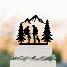 Laser Cut Hiking Wedding Couple Cake Topper CDR File