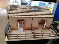 Laser Cut Horse Stable Barn 3D Puzzle Model Vector File