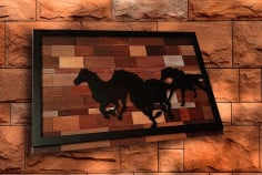 Laser Cut Horse Wall Frame Decor, Wooden Frame Vector File