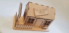Laser Cut House Lamp with Fence Template Laser Cut CDR File