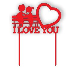 Laser Cut I Love You with Heart Cake Topper Template CDR and DXF File