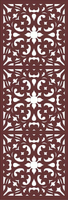 Laser Cut Indoor Living Room Seamless Floral Grill Panel DXF File