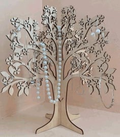 Laser Cut Jewelry Tree Stand Tree Necklace Holder Free Vector