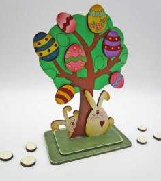 Laser Cut Kids Puzzle Easter Egg Tree Decor DXF File
