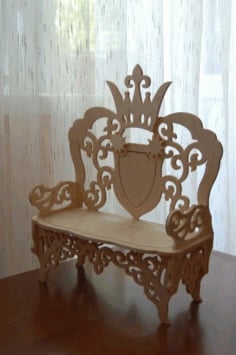 Laser Cut King Crown Chair Wooden Model CDR Vectors File