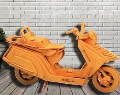 Laser Cut Lambretta Scooter Motorcycle 3D Puzzle Wooden Desktop Model Vector File