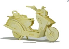 Laser Cut Lambretta Scooter Motorcycle Wooden 3D Puzzle Toy Model CDR File