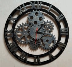Laser Cut Layout Of Mechanical Clock Free CDR Vectors File