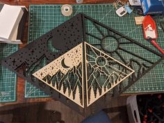 Laser Cut Layout of Sun and Moon Wall Decor Wall Art Template