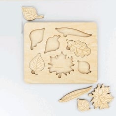 Laser Cut Leaf Puzzle for Kids Wooden Puzzle Game CDR File