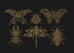 Laser Cut Line Art Insect Vector CDR File