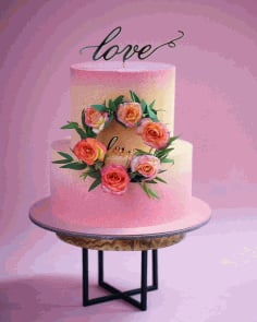 Laser Cut Love Cake Topper CDR File