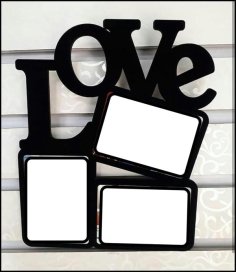 Laser Cut Love Couple Family Picture Frame Design DXF File
