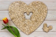 Laser Cut Love Heart Shape Puzzle Free Vector CDR File