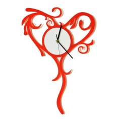 Laser Cut Love Heart Wall Clock figure CDR File