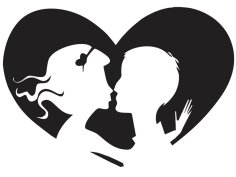 Laser Cut Love Silhouette Valentine Day Vector Art Couple with Heart Template