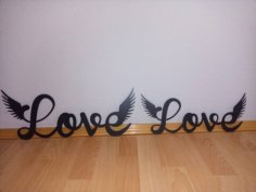 Laser Cut Love Wings Wall Decor DXF File