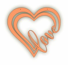 Laser Cut Love with Heart Wall Decor Valentine’s Day Gift Vector File
