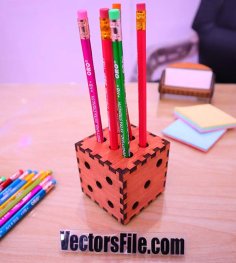 Laser Cut Ludo Game Dice Pen Holder Wooden Pencil Organizer for Kids Vector File