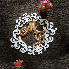 Laser Cut M and B Wedding Decor Monogram Free Vector CDR and DXF File