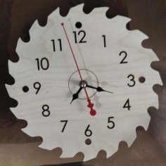 Laser Cut Machine Clock Wooden Gear Shape Wall Clock CDR and DXF File