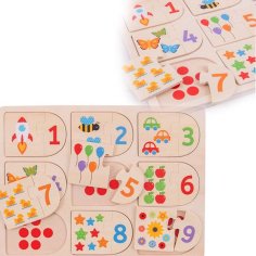 Laser Cut Matching Picture and Number Puzzle Kids Educational Game Puzzle Vector File