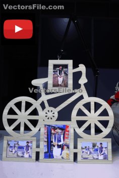 Laser Cut MDF Bicycle Photo Frame Drawing Family Picture Frame PDF File