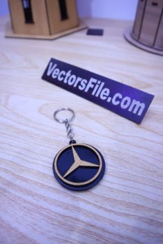 Laser Cut MDF Mercedes-Benz Keychain Automobile Keyring Vector File