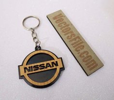 Laser Cut MDF Nissan Logo Emblem Keychain Wood Keyring Vector File