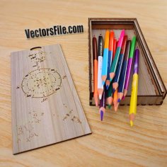 Laser Cut MDF Pencil Box with Sliding Lid Wooden Pen Case Vector File
