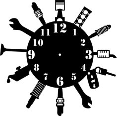 Laser Cut Mechanic Wall Clock Design Tools Clock CDR and DXF File