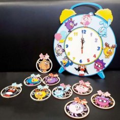 Laser Cut Medals Toys Smeshariki with Kids Wall Clock CDR and DXF File