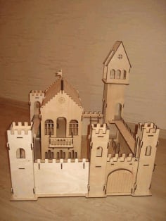 Laser Cut Medieval Castle 3D Wooden Model CDR, DXF and Ai File