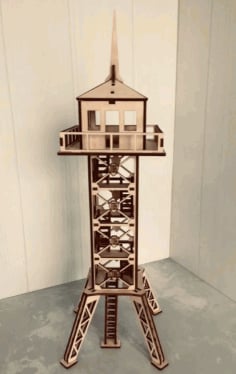 Laser Cut Military Observation Tower 3D Wooden Model CDR File