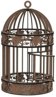 Laser Cut Mini Cage Plywood Template, 3D Puzzle Bird Cage Vector File