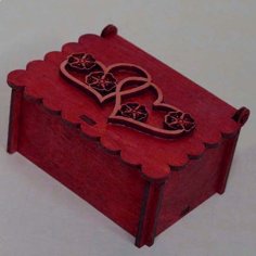 Laser Cut Mini Jewelry Box with Heart Design Wooden Gift Box SVG and DXF File