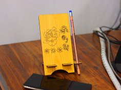 Laser Cut Mobile Stand with Pencil Holder 3mm Vector File