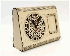 Laser Cut Multilayer Wooden Clock with Picture Frame CDR Vectors File
