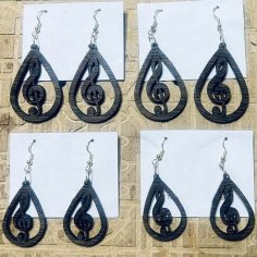 Laser Cut Music Icon Shape Earring Design Template DXF and CDR File