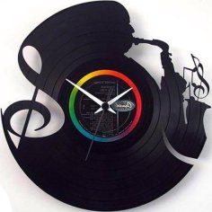 Laser Cut Music Wall Clock Template CDR File