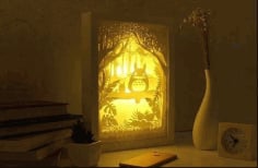 Laser Cut My Neighbor Totoro 3D Light box Lamp Free CDR Vectors File